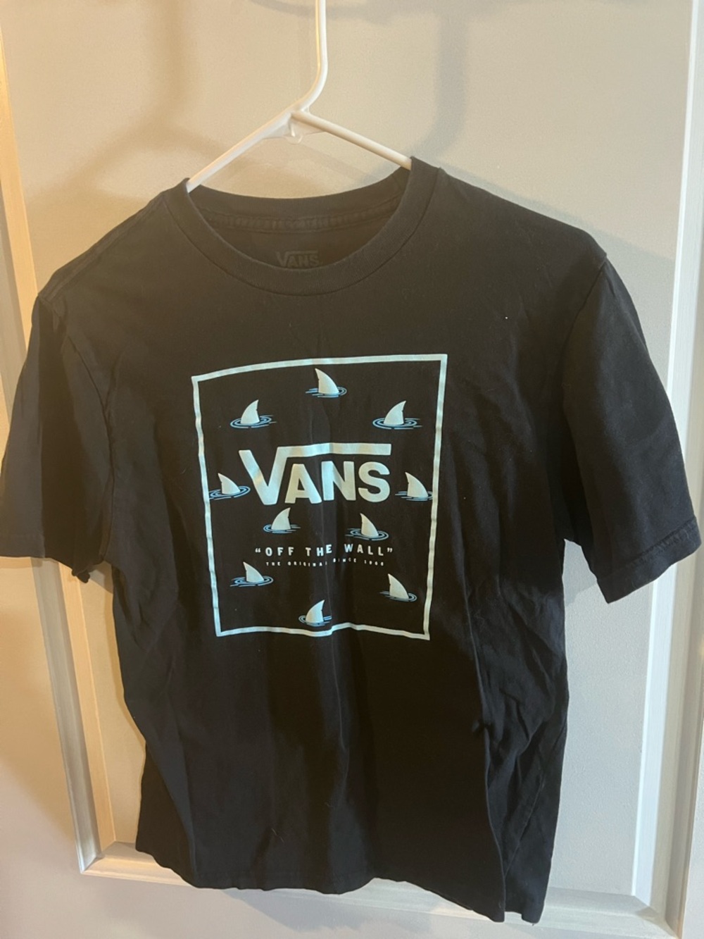 Vans Black Tee with Mint Shark Fin Motif